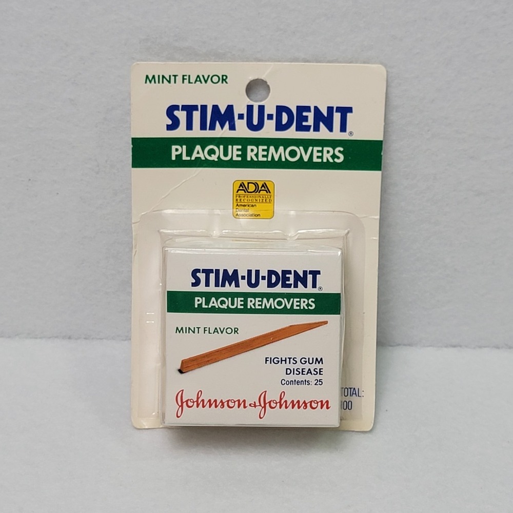 Vintage 80's Stim-U-Dent Plaque Removers Mint Flavor Johnson & Johnson NOS